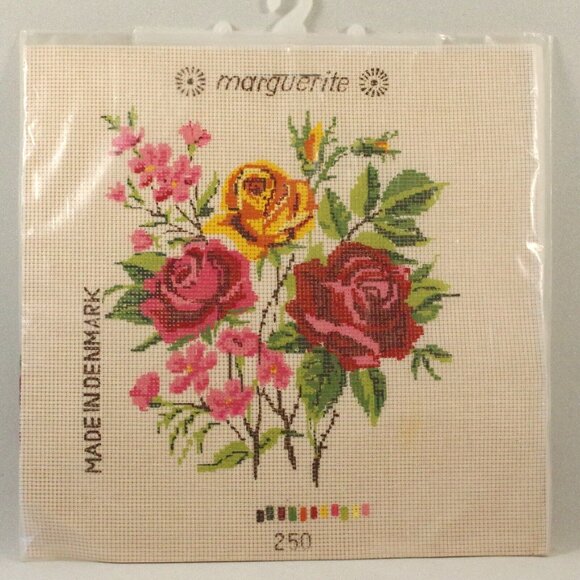 Marguerite Broderi Wool Needlework Kit, # 250 Roses, Unopened Cross Stitch Kit - Picture 1 of 3